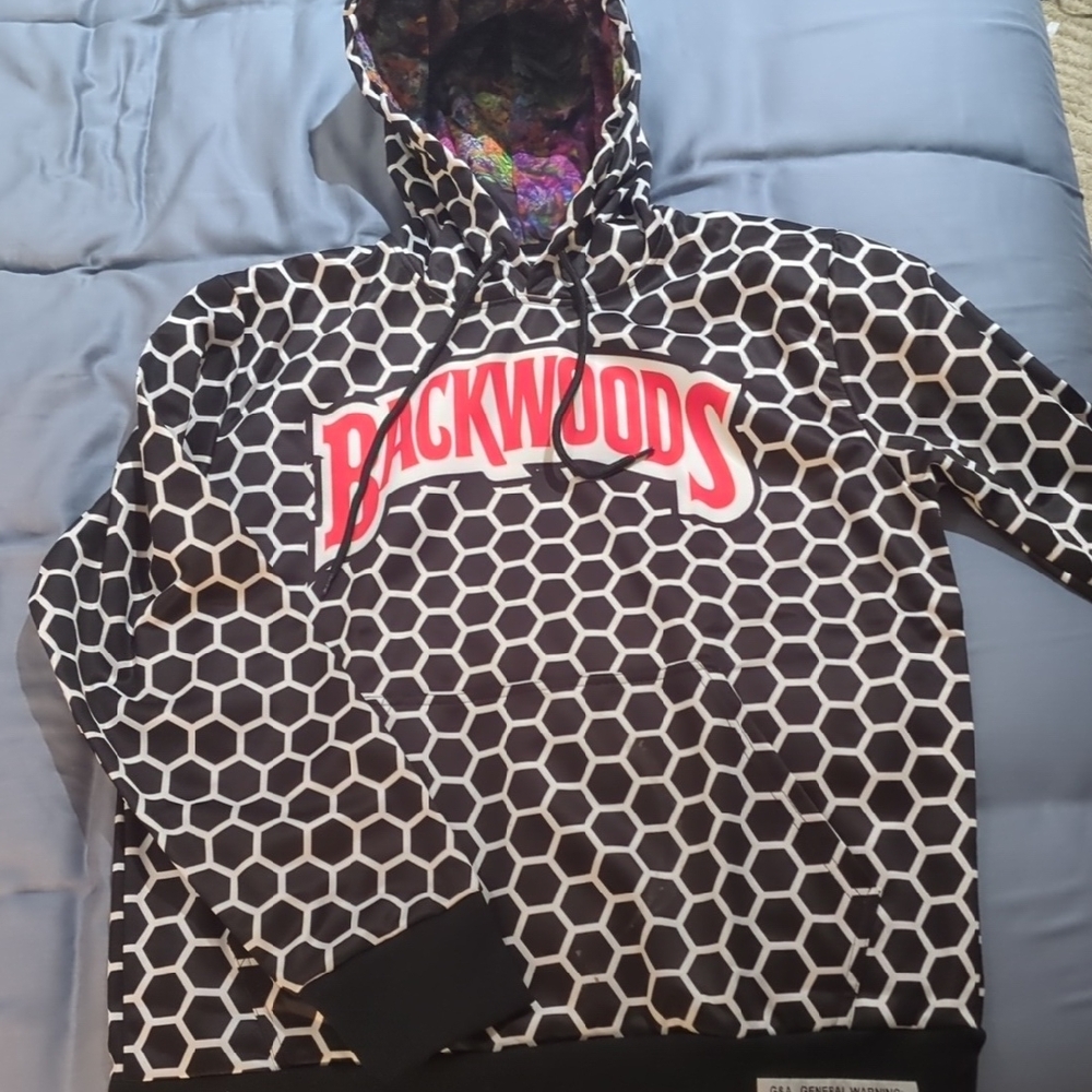 Backwoods Black and White Hexagon Hoodie